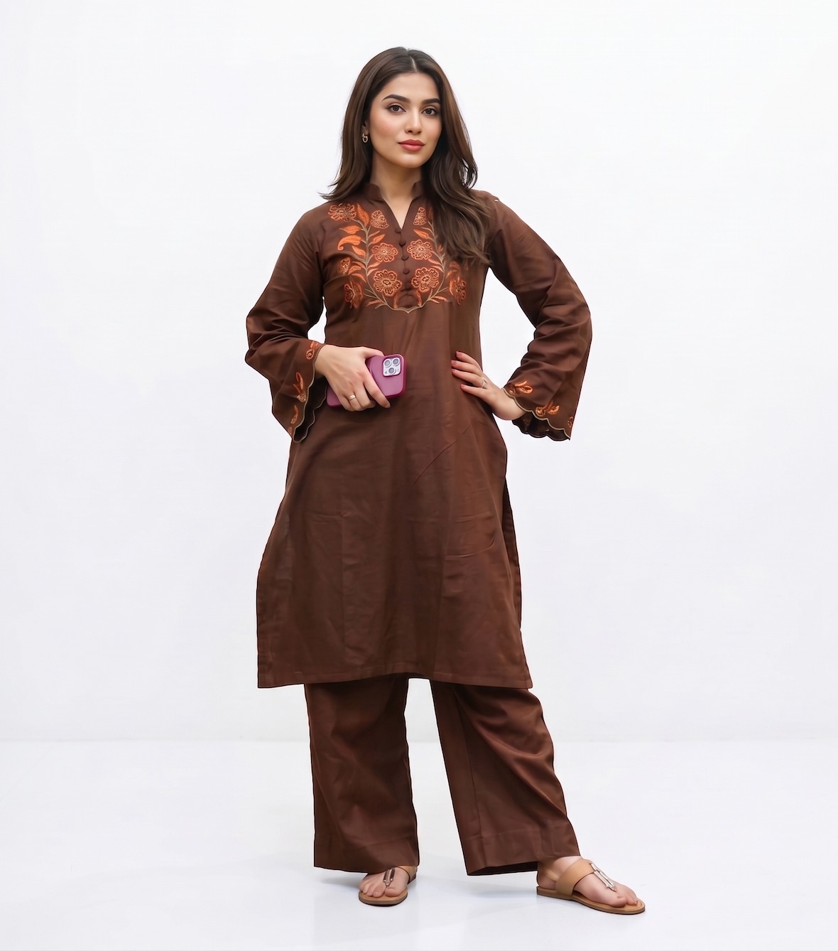 Coffee Embroidery Two-Piece